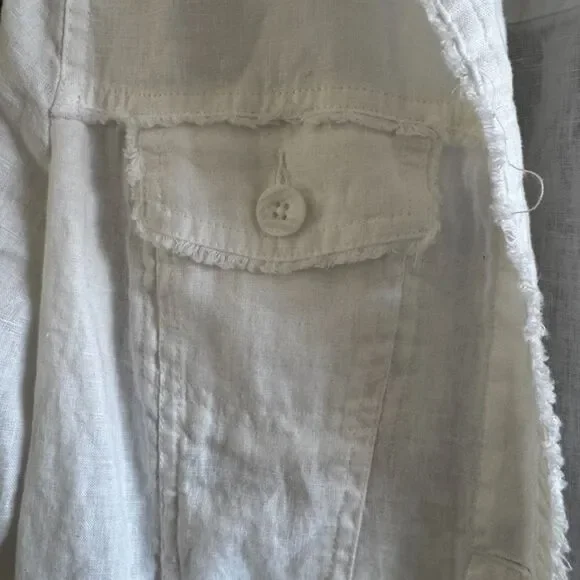 Tommy Bahama Two Palms Linen Jacket White Raw Edge Summer Coastal Timeless Small - Picture 7 of 16
